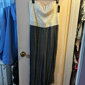 Large white lace floral jumpsuit